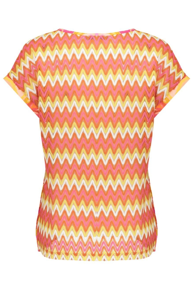 TOP MET KORTE MOUWEN EN AJOUR DETAILS 53215 20 PINK/CORAL